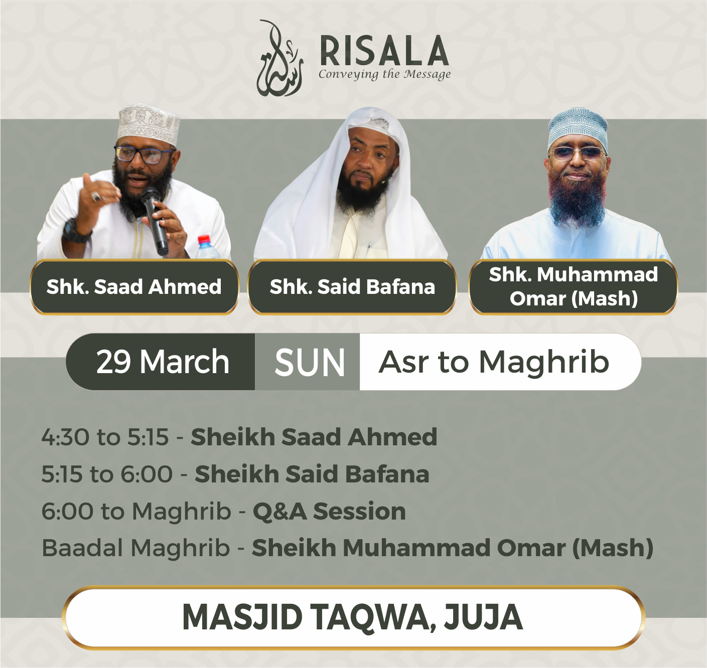 Risala Lecture — Masjid Taqwa Juja poster